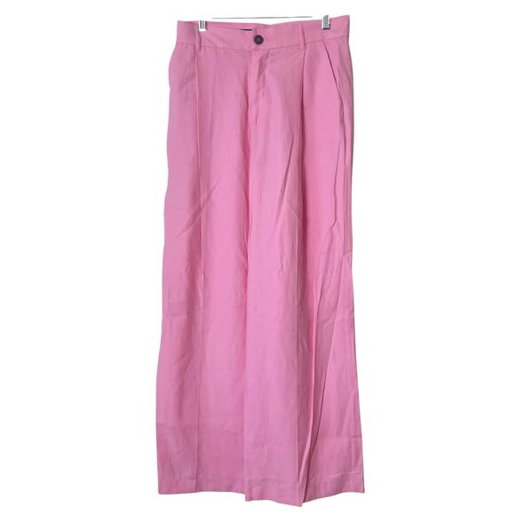 ZARA Women Pleated Wide Leg High Rise Trouser in Pink Size Medium - Picture 6 of 8